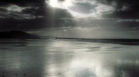 Silver Sand with moving clouds on Irish Coast Stock Footage 646447