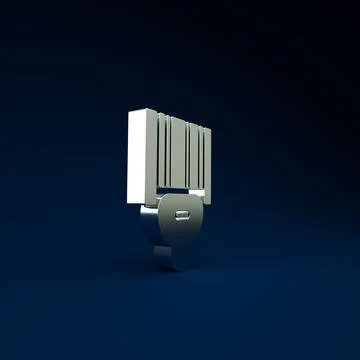 Silver Scanner scanning bar code icon isolated on blue background. Barcode la Illustrazione stock