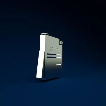Silver Scenario icon isolated on blue background. Script reading concept for  Stockillustratie