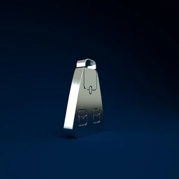 Silver School backpack icon isolated on blue background. Minimalism concept.  Illustrazione stock