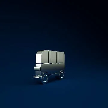 Silver School Bus icon isolated on blue background. Minimalism concept. 3d il 스톡 일러스트