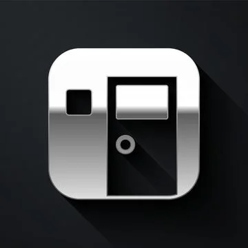 Silver School classroom icon isolated on black background. Back to school Stock Illustration