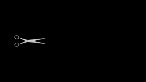 Silver scissors cutting animation with cutting effect motion. Stock Footage 340529209