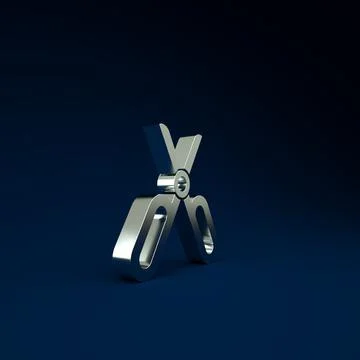 Silver Scissors icon isolated on blue background. Tailor symbol. Cutting tool Illustrazione stock