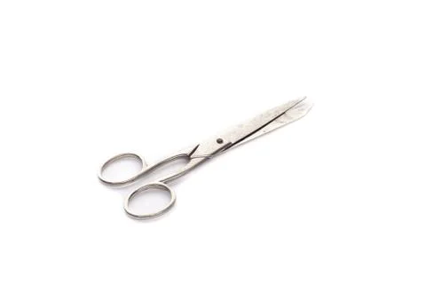 Silver Scissors on white background Stock Photos