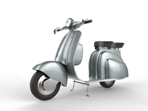 Silver scooter parked Stock Illustration