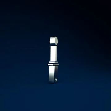 Silver Screwdriver icon isolated on blue background. Service tool symbol. Min Illustrazione stock