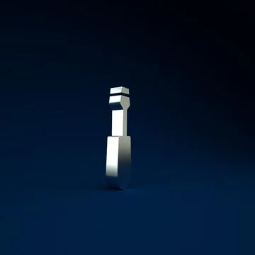 Silver Screwdriver icon isolated on blue background. Service tool symbol. Min 스톡 일러스트