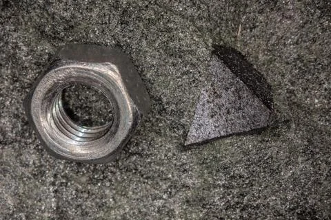 Silver screws with thread magnifyed Stock Photos