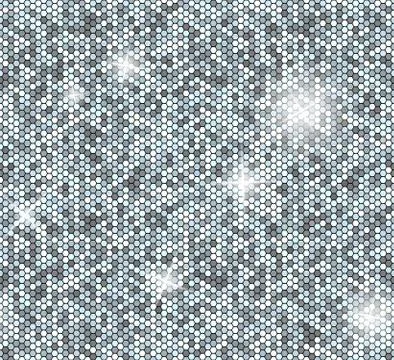 Silver seamless background with sequins. Glitter vector pattern Stock Illustration