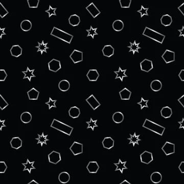 Silver seamless geometric patterns on a black background. Illustrazione stock