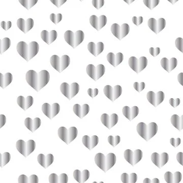 Silver seamless pattern, romantic background with hearts Stock Illustration