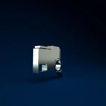 Silver Search concept with folder icon isolated on blue background. Magnifyin Stock-Illustration