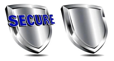 Silver Secure Shield, Spam and antivirus protection Stock Illustration