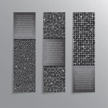 Silver Sequins Banners. Card, Brochure, Probe. Stock Illustration