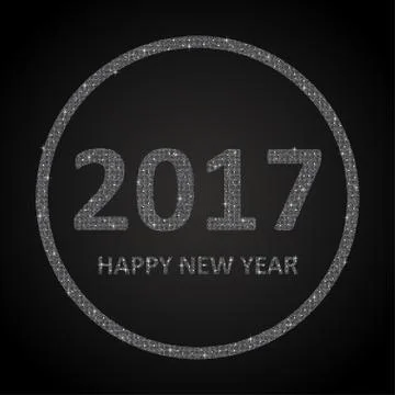 Silver Sequins New 2017 Year. Star. Circle. Stock Illustration