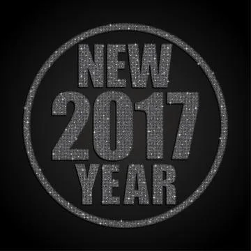 Silver Sequins New 2017 Year. Star. Circle. Stock Illustration