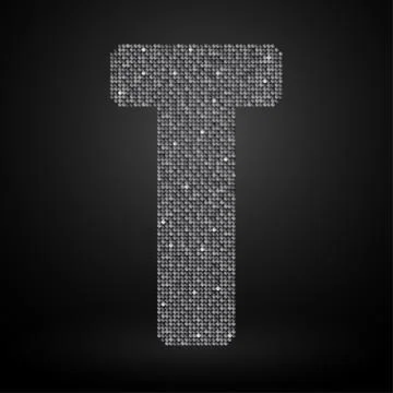Silver sequins sings. Sequins alphabet. Eps 10. Illustrazione stock