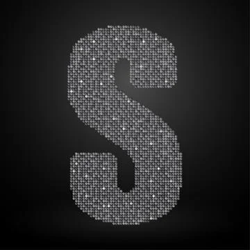 Silver sequins sings. Sequins alphabet. Eps 10. Stock Illustration
