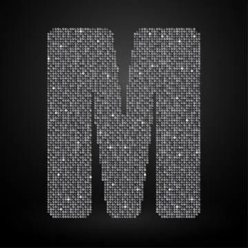 Silver sequins sings. Sequins alphabet. Eps 10. Stock Illustration
