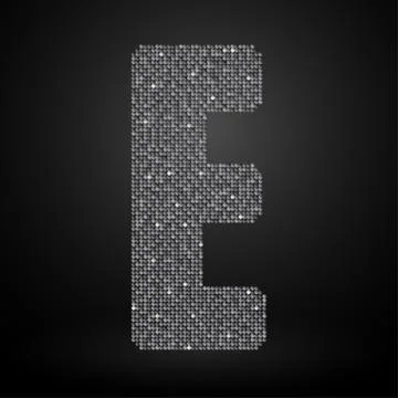 Silver sequins sings. Sequins alphabet. Eps 10. Illustrazione stock