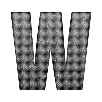 Silver sequins sings. Sequins alphabet. Eps 10. Stock Illustration