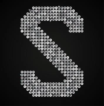Silver sequins sings. Sequins alphabet. Eps 10. Stock Illustration
