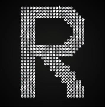 Silver sequins sings. Sequins alphabet. Eps 10. Illustrazione stock