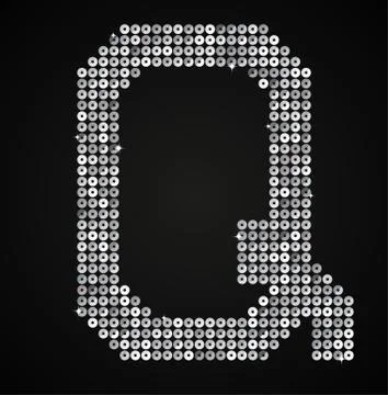 Silver sequins sings. Sequins alphabet. Eps 10. Stock Illustration