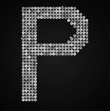 Silver sequins sings. Sequins alphabet. Eps 10. Stock Illustration