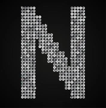 Silver sequins sings. Sequins alphabet. Eps 10. Stock Illustration