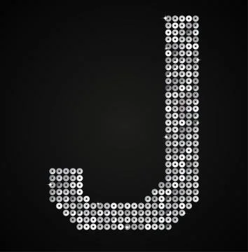 Silver sequins sings. Sequins alphabet. Eps 10. Illustrazione stock