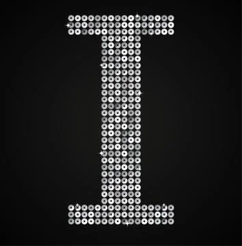Silver sequins sings. Sequins alphabet. Eps 10. Stock Illustration
