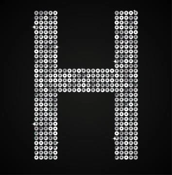 Silver sequins sings. Sequins alphabet. Eps 10. Stock Illustration