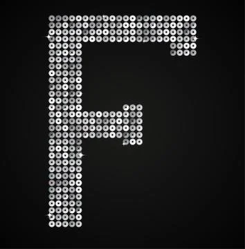 Silver sequins sings. Sequins alphabet. Eps 10. Stock Illustration