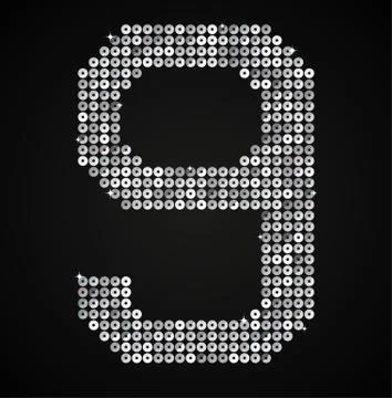Silver sequins sings. Sequins alphabet. Eps 10. Illustrazione stock