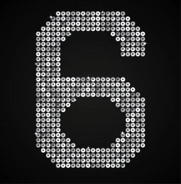 Silver sequins sings. Sequins alphabet. Eps 10. Stock Illustration