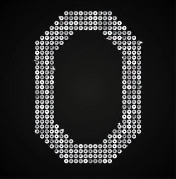 Silver sequins sings. Sequins alphabet. Eps 10. Stock Illustration