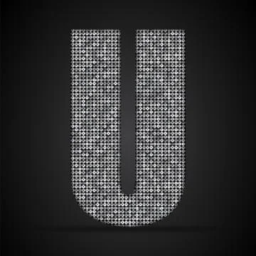 Silver sequins sings. Sequins alphabet. Eps 10. Stock Illustration