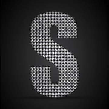 Silver sequins sings. Sequins alphabet. Eps 10. Stock Illustration