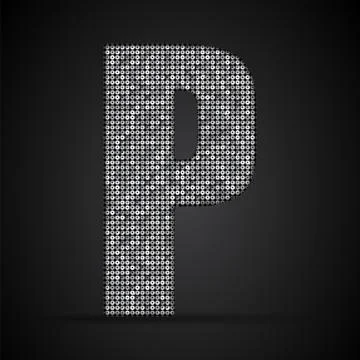 Silver sequins sings. Sequins alphabet. Eps 10. Stock Illustration
