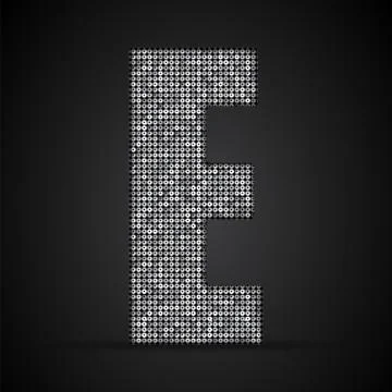 Silver sequins sings. Sequins alphabet. Eps 10. Stock Illustration