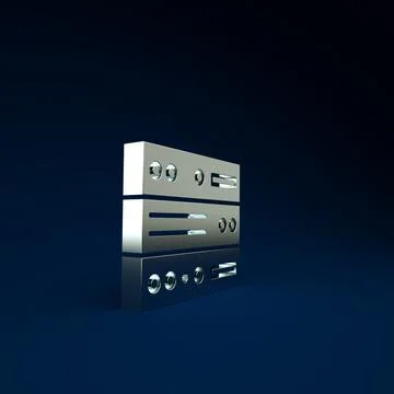Silver Server, Data, Web Hosting icon isolated on blue background. Minimalism Illustrazione stock