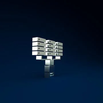 Silver Server, Data, Web Hosting icon isolated on blue background. Minimalism Illustrazione stock