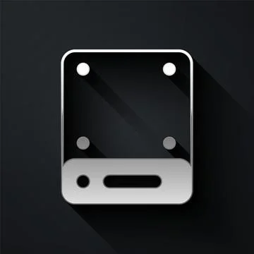 Silver Server, Data, Web Hosting icon isolated on black background. Long shadow Stock Illustration