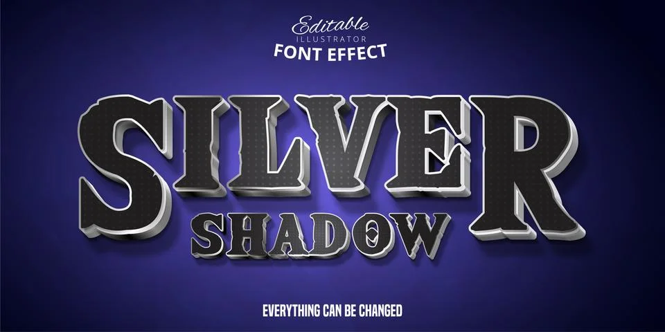 Silver Shadow text, 3d editable font effect Stock Illustration