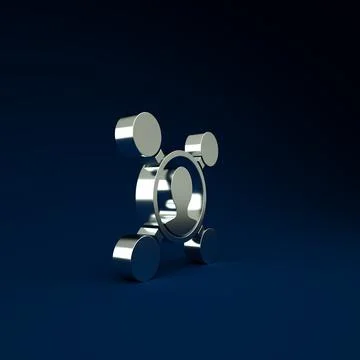 Silver Share icon isolated on blue background. Sharing, communication pictogr Illustrazione stock