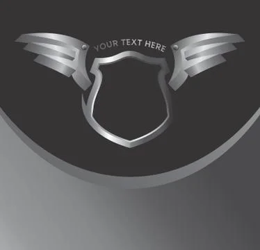 Silver shield and wing art Ilustración de archivo