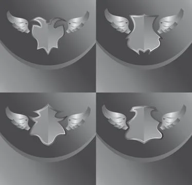 Silver shield and wing art Stock-Illustration