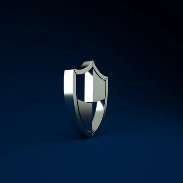 Silver Shield icon isolated on blue background. Guard sign. Security, safety, Stock Illustration